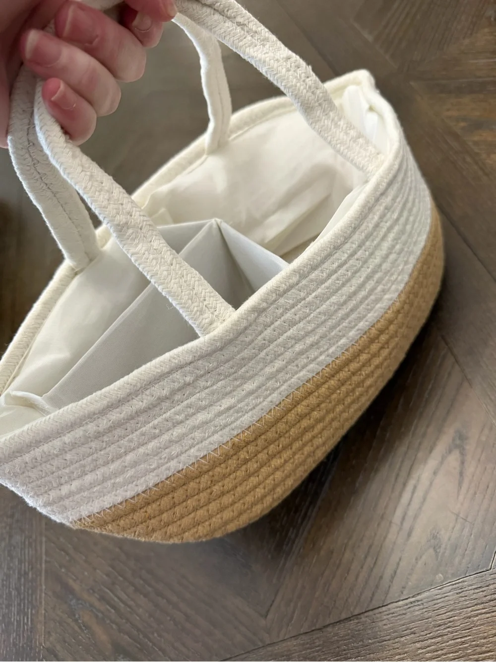 Cream and Tan Quilted Baby Changing Basket - Soft Quilted Moses Basket